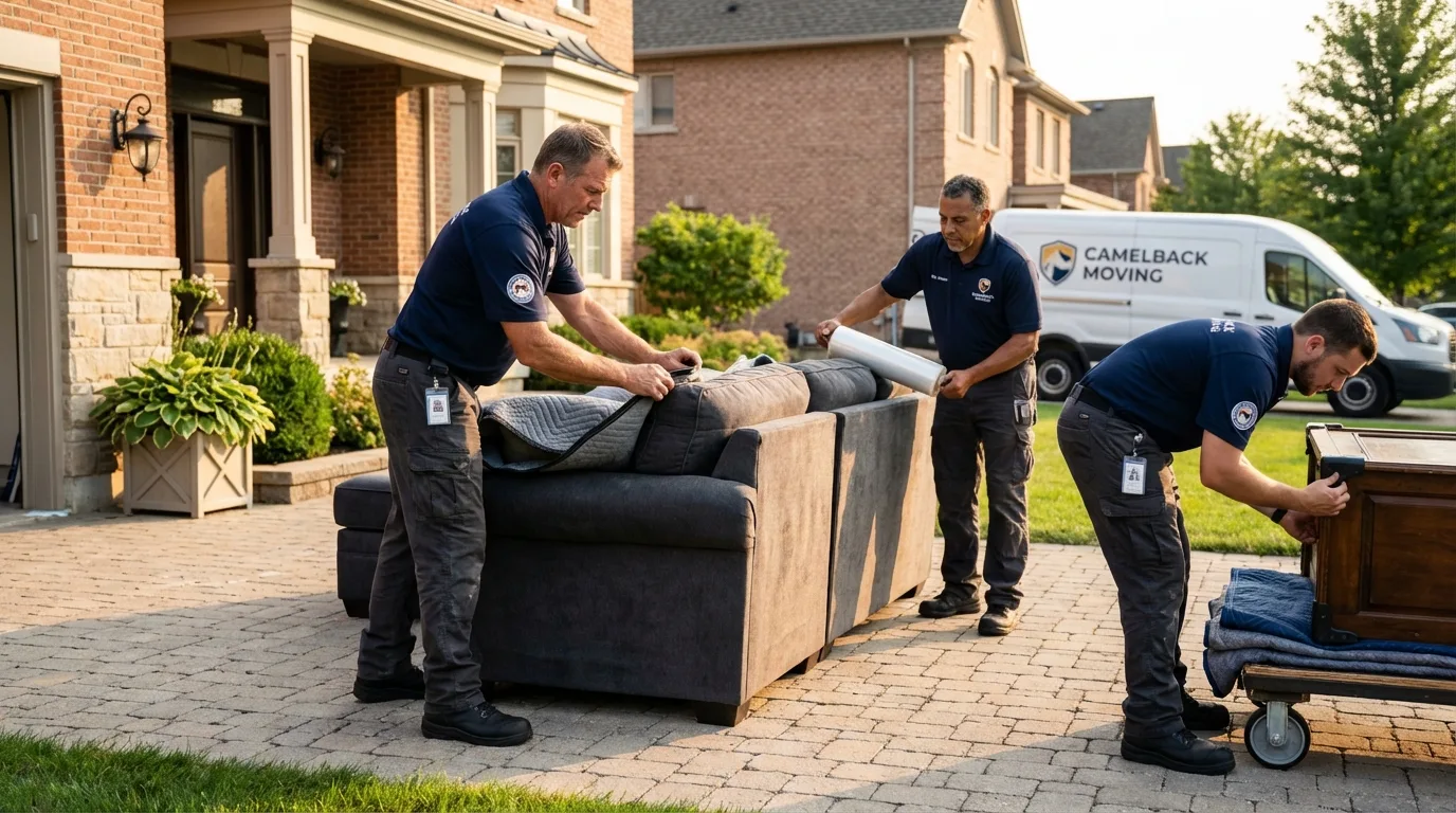 Large estate moving crew wrapping furniture in Shiloh, OH