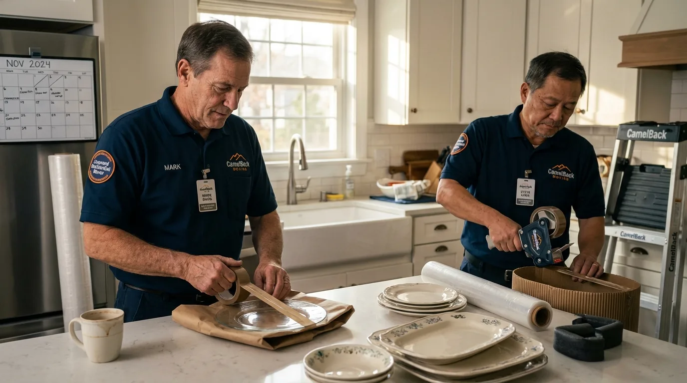 Professional crew packing kitchen dishware in Shiloh, OH